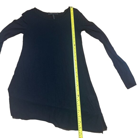 BCBGMAXAZRIA Women's Long Sleeves Asymmetrical Sheer Blouse Black Size XS - Picture 7 of 7